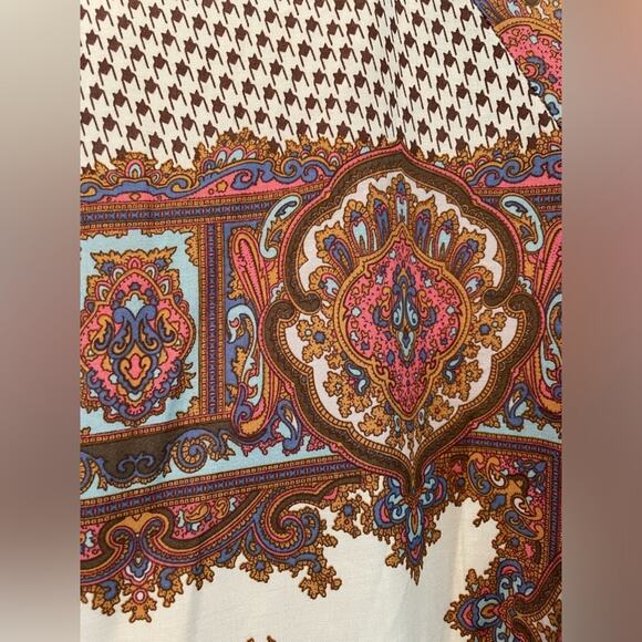 Umgee Paisley Boho Long Sleeve Tie Neck Tunic Dress size Small - Picture 5 of 7